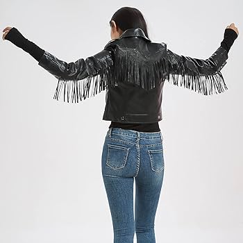 Amazon.co.jp: レディースレザージャケット 秋の革のフリンジ